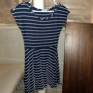 Navy blue white striped dress Francesca's